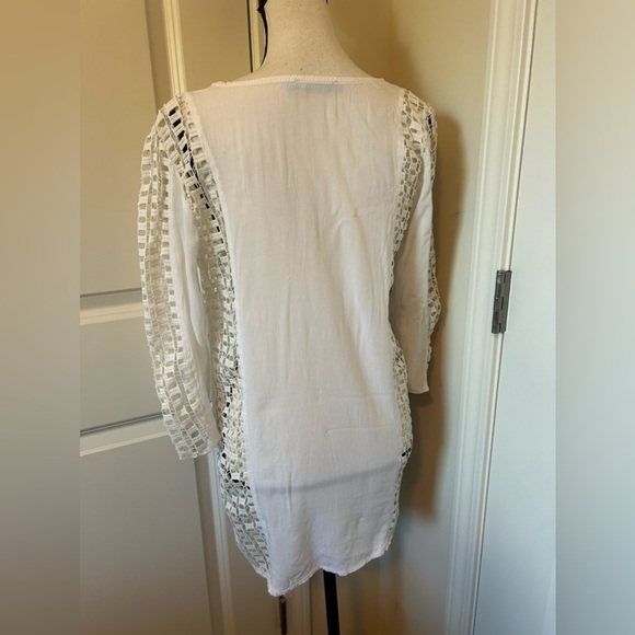 Solitaire swim White linen beach cover up - Picture 3 of 4